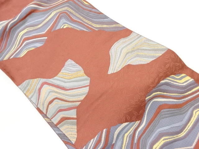 JAPANESE KIMONO / VINTAGE NAGOYA OBI / WOVEN ABSTRACT PATTERN